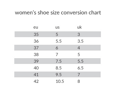 convert shoe size chart